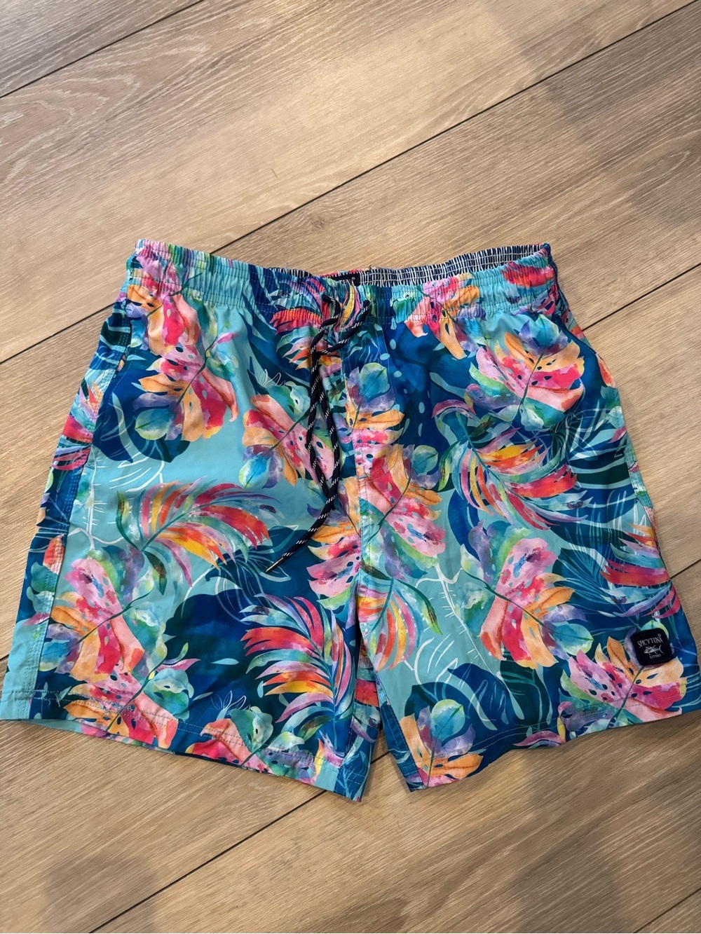 Spicy Tuna Men's Floral Swim Trunks - Multicolor Blue Tropical